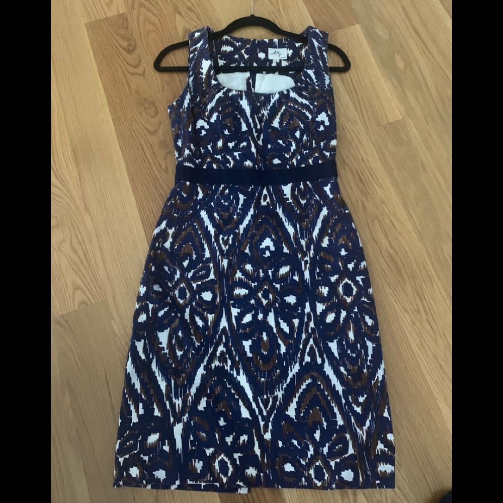 Milly blue brown linen sheath dress